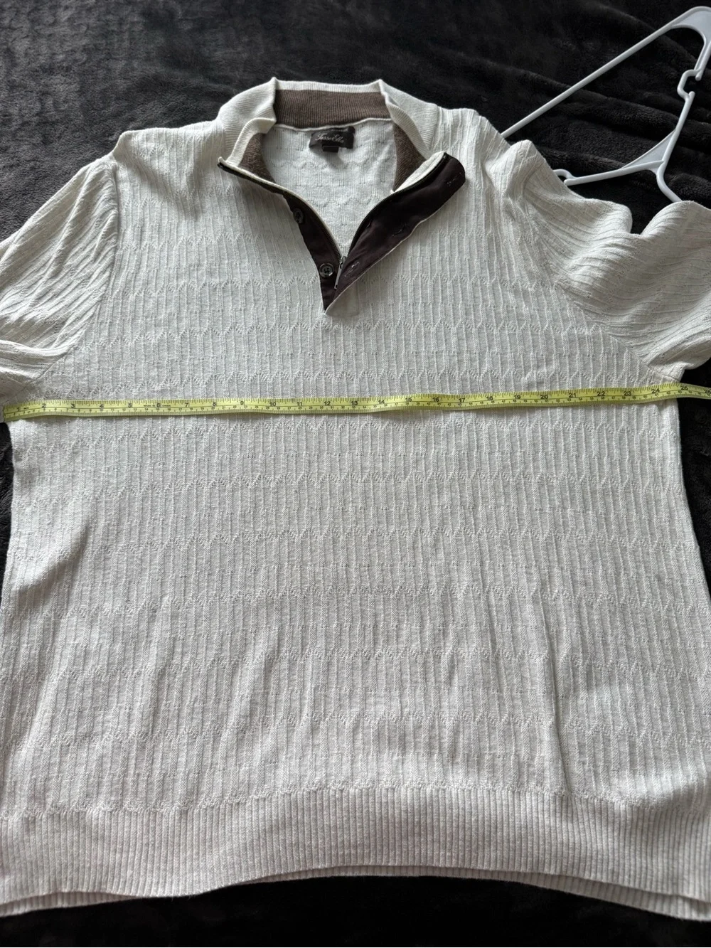 Tasso Elba Cream Quarter zip 100% supima cotton lightweight Sweater